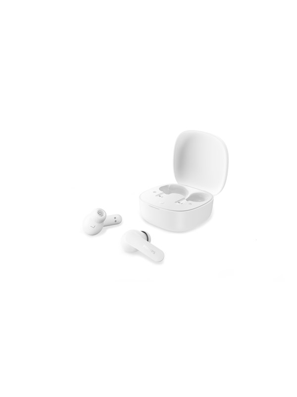 PHILIPS TAT2100WT/00 True Wireless Oordopjes - Bluetooth 6.0 - 36 Uur Batterijduur - 4 Microfoons - SecureFit Pasvorm - IPX4 Spatwaterbestendig - Multipoint - Snelladen - Wit