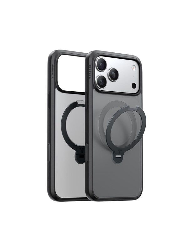 TORRAS UPro Ostand Spin Hoesje Geschikt voor Apple iPhone 17 Pro Max - Compatibel met MagSafe - 360° Draaibare Magnetische Standaard - Back Cover Kickstand Ring - Zwart