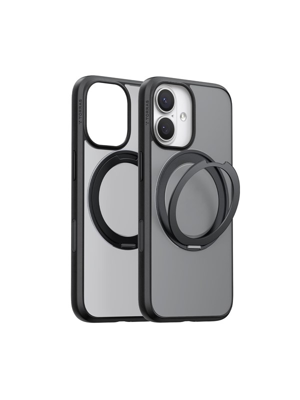 TORRAS Hoesje Geschikt voor Apple iPhone 17 - UPro Ostand Pro - Compatibel met MagSafe - Back Cover met Magneet - 360° Draaibare Ring Standaard - Zwart