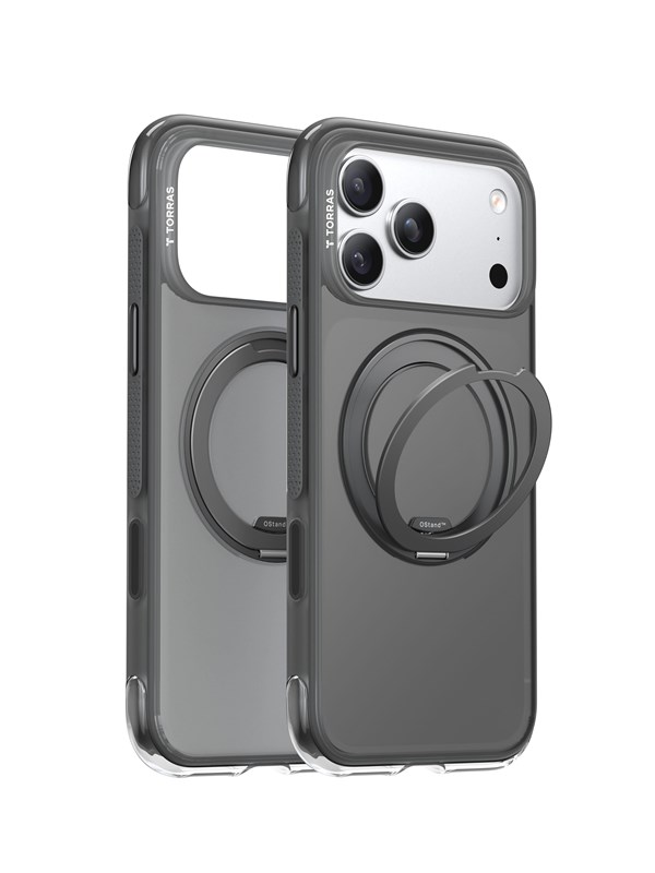 TORRAS Hoesje Geschikt voor Apple iPhone 17 Pro Max - Ostand O3 Air Spin - Compatibel met MagSafe / Qi2 - Back Cover met Magneet - 360° Draaibare Ring Standaard - Oranje