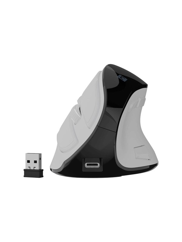 Natec EUPHONIE PRO - vertical mouse - 2.4 GHz Bluetooth 5.0 USB - white - Vertical mouse - Optisch - 9 knoppen - Wit