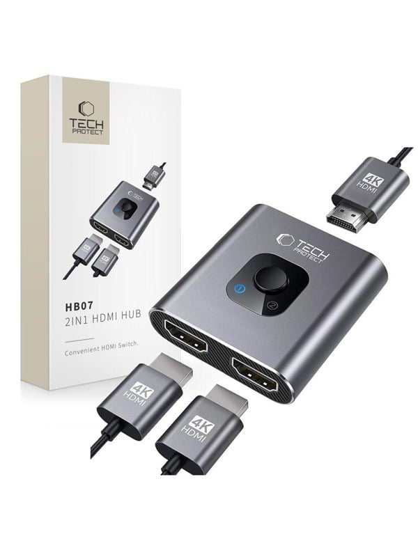 Tech-Protect HB07 HUB Adapter 2in1 HDMI 4K 60HZ - Grey USB hub - 3 - Grijs