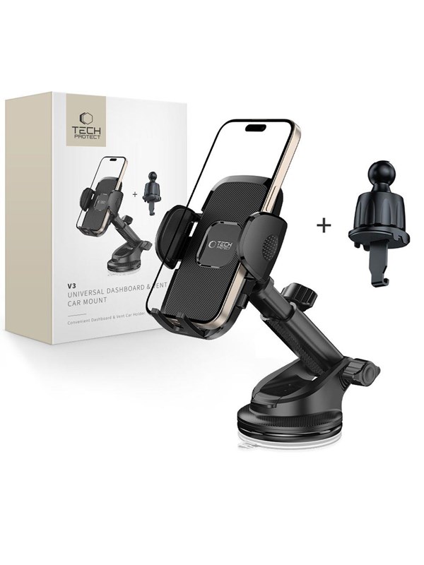 Tech-Protect V3 Car Mount for Dashboard Window or Air Vent Grille - Black