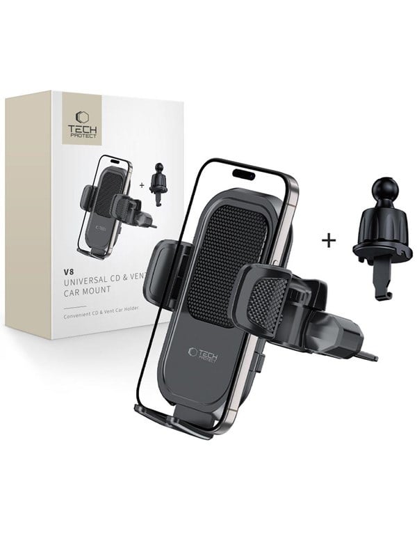 Tech-Protect V8 Car Mount for CD Slot or Air Vent Grille - Black