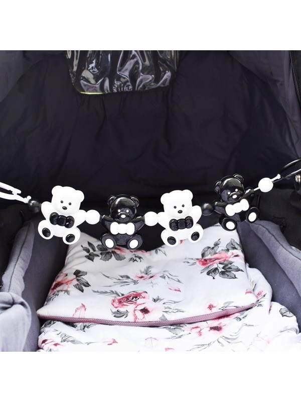 Akuku Pushchair rattle black/white BEARS