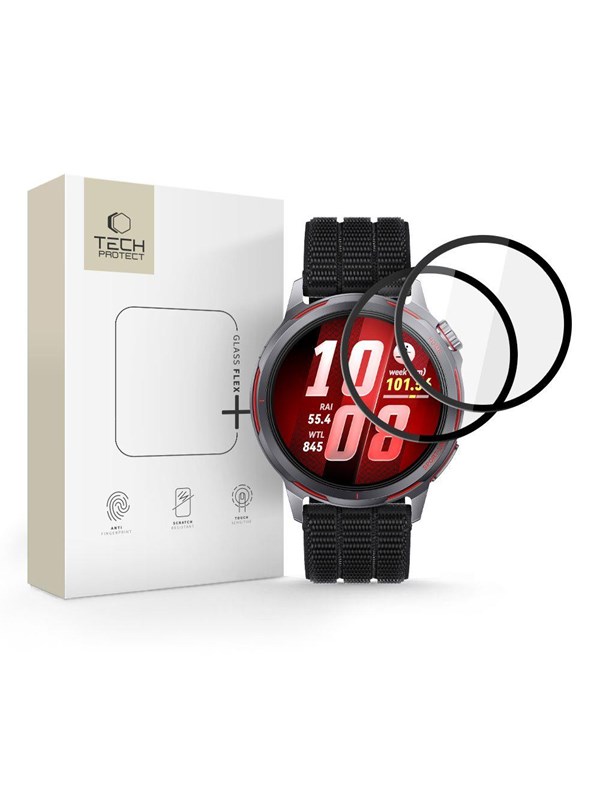 Tech-Protect Glass Flex+ 2-Pack Hybrid Glass for Huawei Watch GT Runner 2 - Black