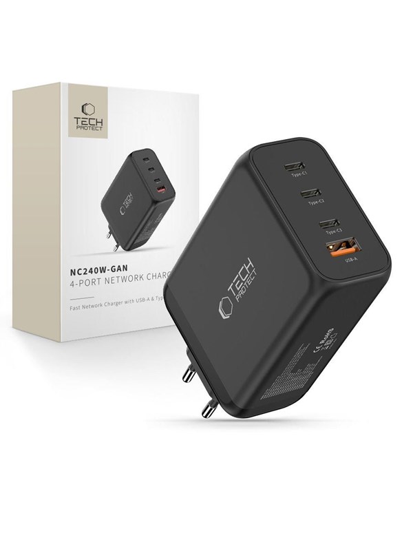 Tech-Protect NC240W-GaN 4-Ports 240W AC Charger - Black