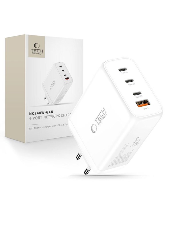 Tech-Protect NC240W-GaN 4-Ports 240W AC Charger - White