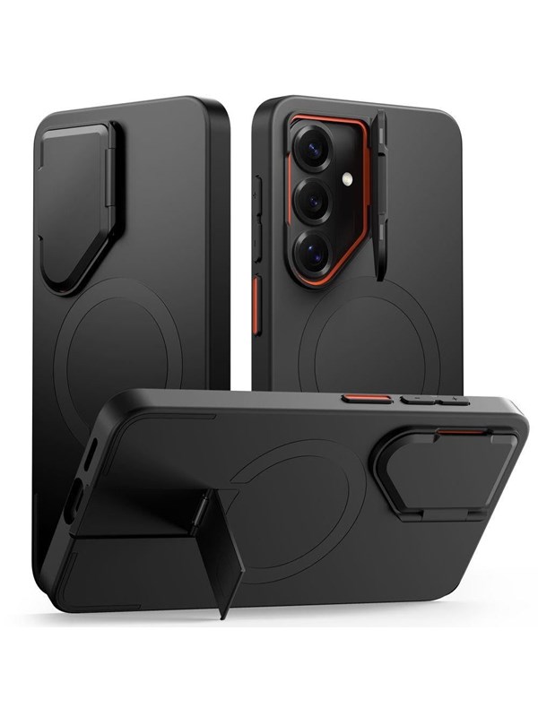 Tech-Protect Kevlar Aura MagSafe Case for Samsung Galaxy S26 - Black & Orange