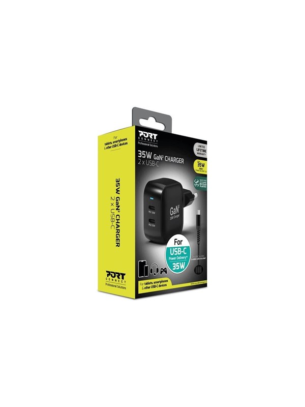 PORT Designs PORT Connect power adapter - GaN II - 2 x USB-C - 35 Watt