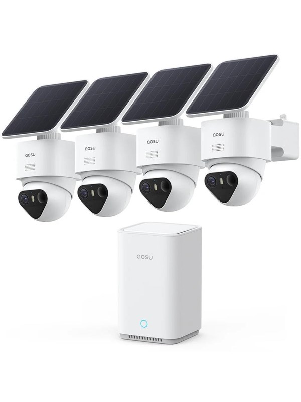 AOSU SolarCam T2 Ultra System - 4x Beveiligingscamera - Zonne-Energie - 355° Dekking - Nachtzicht