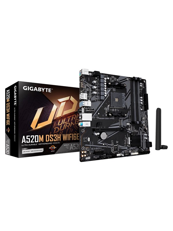 GIGABYTE A520M DS3H WIFI6E Moederbord - AMD A520 - AMD AM4 - DDR4 RAM - Micro-ATX