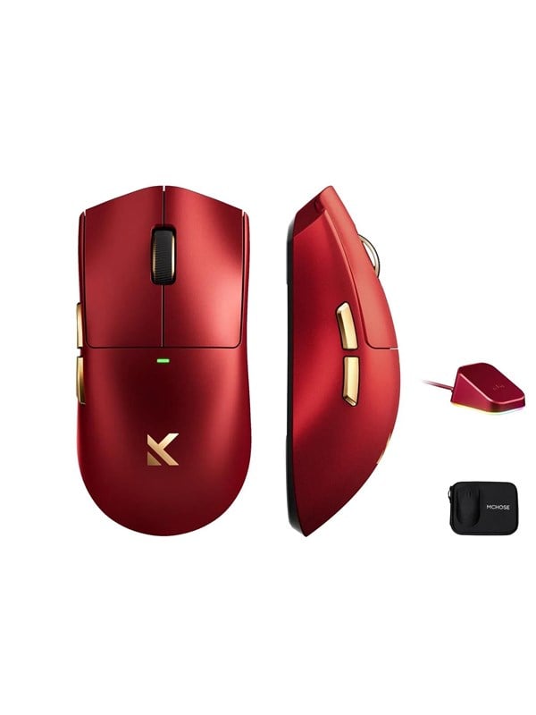 MCHOSE K7 Ultra Lightweight Wireless (Iron Red) - Gaming muis - Optisch - 5 knoppen - Rood