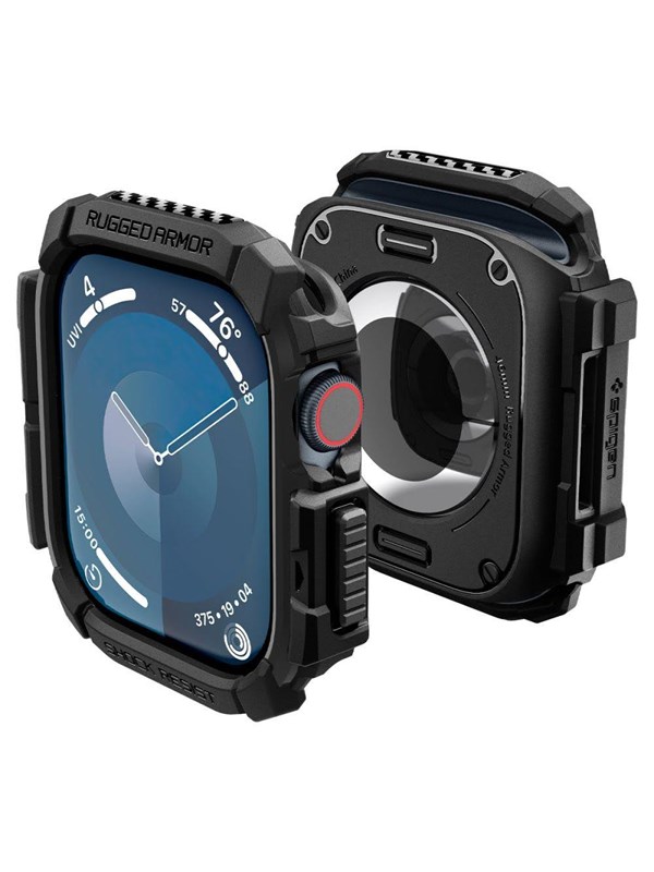 Spigen Rugged Armor™ Case voor de Apple Watch 10 / 11 - 46 mm - Matte Black