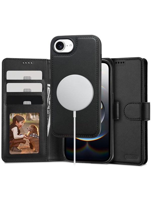 Tech-Protect Wallet MagSafe Case for iPhone 16e / 17e - matt black
