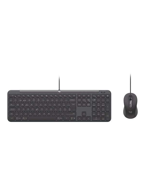 Logitech Signature Slim Wired Combo MK620 for Business - Keyboard and mouse set - Zwitsers - Grijs