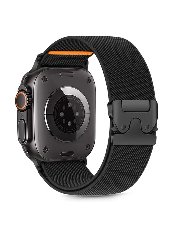 Tech-Protect Nylon Clasp Strap for Apple Watch 44 / 45 / 46 / 49 mm - Black
