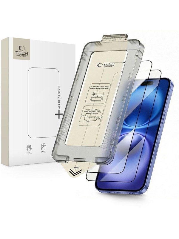 Tech-Protect Quick Set+ 2-pack Tempered Glass for iPhone 15 / 16