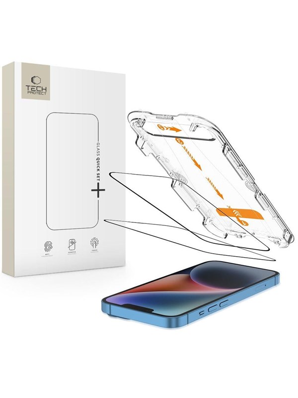 Tech-Protect Quick Set+ 2-pack Tempered Glass for iPhone 13 / 13 PRO / 14 / 16e / 17e