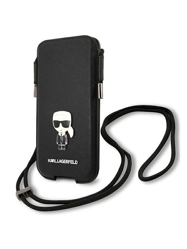 Karl Lagerfeld Ikonik Serie - Saffiano iPhone 12 Etui - Zwart