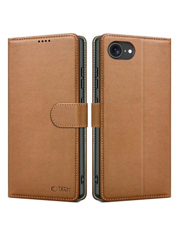 Tech-Protect Wallet Case for iPhone 16e / 17e - Brown