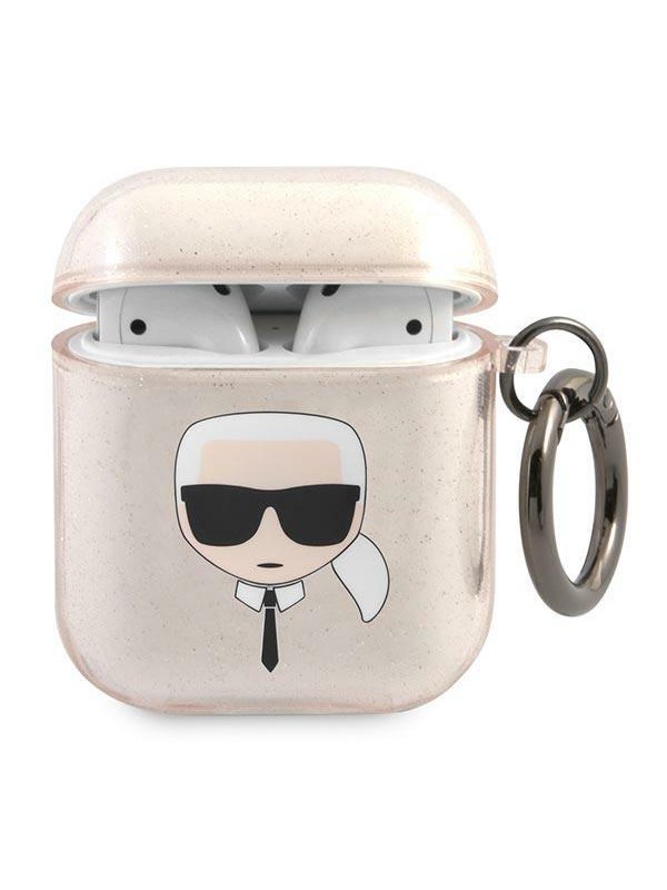 Karl Lagerfeld Glitter Karl's Head Case for AirPods 1/2 - Gold