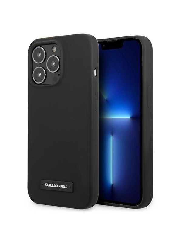 Karl Lagerfeld Silicone Plaque Case for iPhone 13 Pro / iPhone 13 - Black