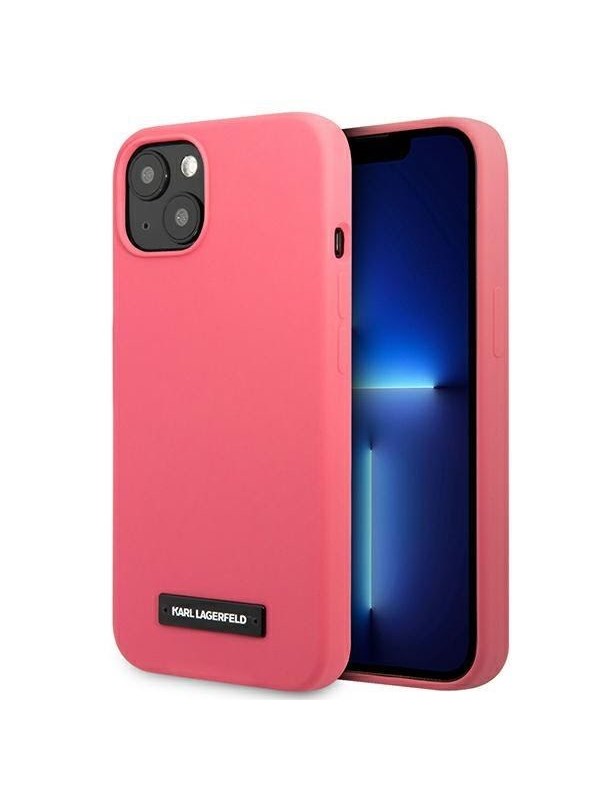Karl Lagerfeld Silicone Plaque Case for iPhone 13 mini - Fuchsia