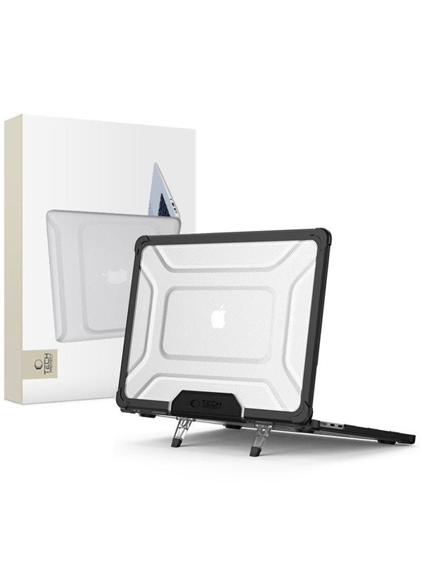 Tech-Protect SmartShell Pro Case for MacBook Air 13" 2023-2025 M2 / M3 / M4 - Clear Black