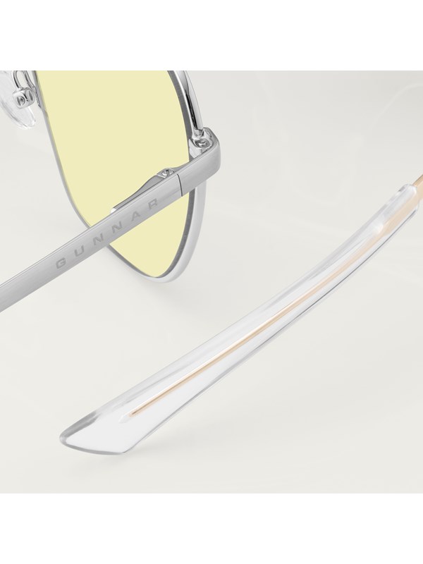 GUNNAR - MUSTANG Gaming Bril - Computerbril - Blauw Licht Bril - Blue Light Glasses 0.2 Sterkte - Chrome - Amber