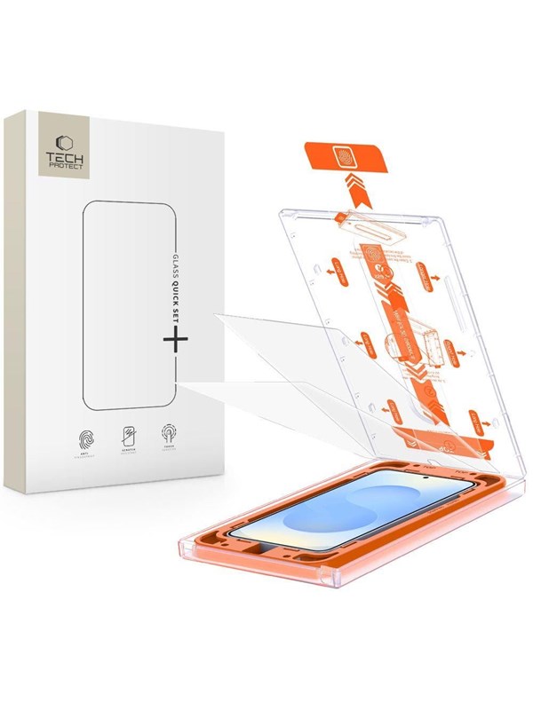Tech-Protect Quick Set+ Tempered Glass for Samsung Galaxy S25+ - Clear
