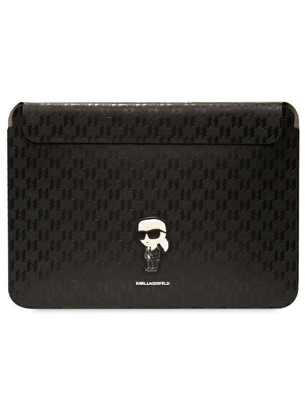 Karl Lagerfeld Saffiano Monogram Ikonik case for a 16" laptop - black