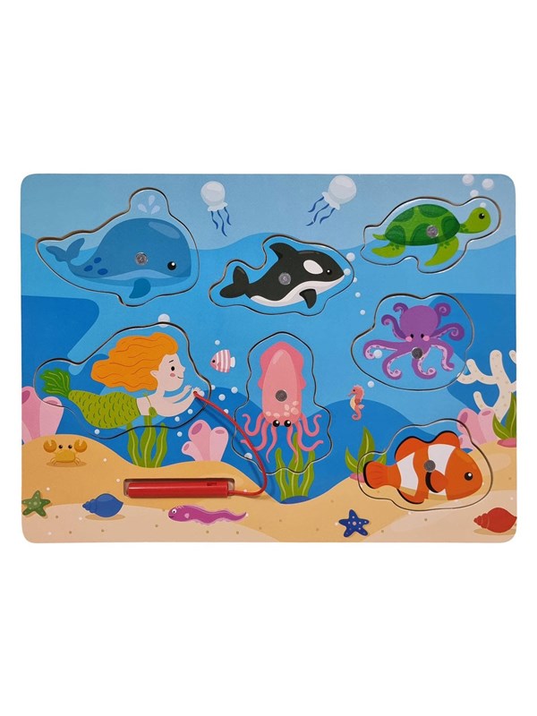 Playwood Wooden Jigsaw Puzzle and Fishing Game - 7 pcs. Hout