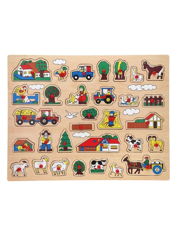 Playwood Wooden Knob Puzzle Farm Extra Large - 32 pcs. Hout