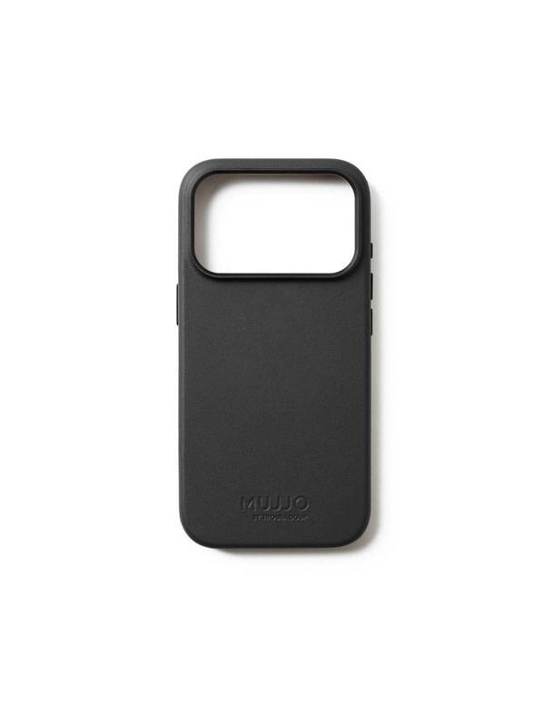 Mujjo Volledig lederen hoesje iPhone 17 Pro – 1mm verhoogde leren rand voor schermbeveiliging – Unieke patina met de tijd – Gemaakt van fijnkorrelig Deens kalfsleer - Zwart