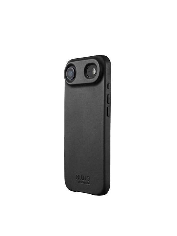 Mujjo Volledig Lederen Hoesje iPhone Air – 1mm Verhoogde Leren Rand voor Schermbeveiliging – Unieke Patina over Tijd – Fijnkorrelig Kalfsleer uit Denemarken - Zwart