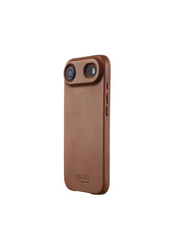 Mujjo Volledig Lederen Hoesje iPhone Air – 1mm Verhoogde Leren Rand voor Schermbeveiliging – Unieke Patina over Tijd – Fijnkorrelig Kalfsleer uit Denemarken - Bruin