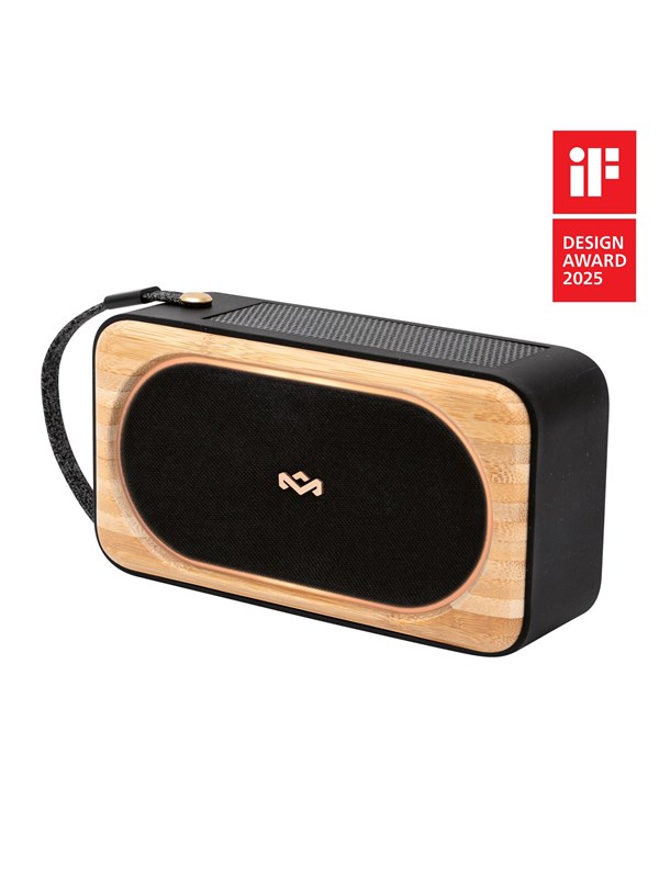 House of Marley Roots Solar Bluetooth speaker - Draadloze compacte speaker - Ingebouwde Flesopener - Solar Powerbank - Waterproof - 19 uur Batterijduur - Gemaakt van Duurzame Materialen - Zwart