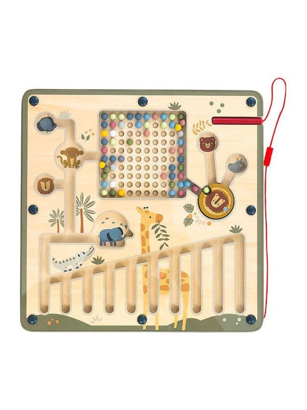 Playwood houten magneet labyrint safari Montessori speelgoed 28x28cm.