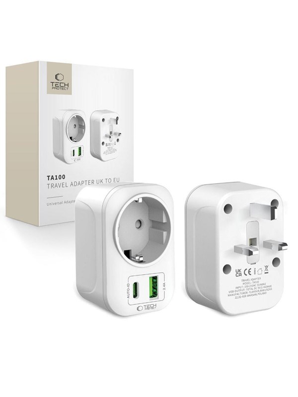 Tech-Protect TA100 UK Adapter - White