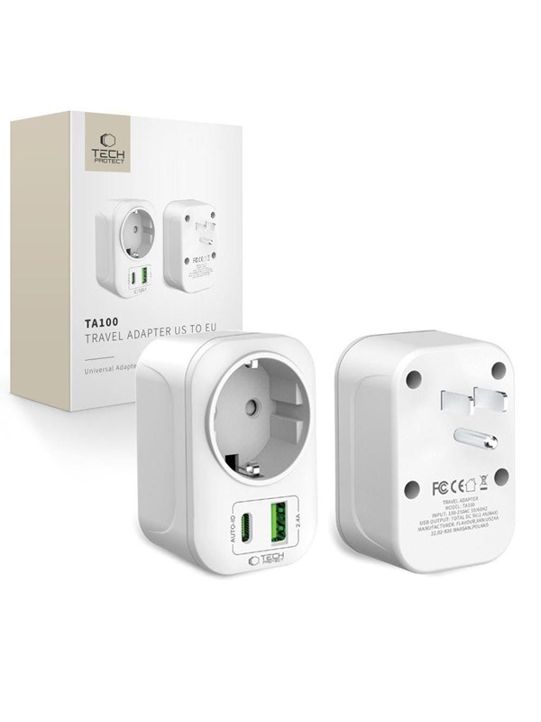 Tech-Protect TA100 US Adapter - White