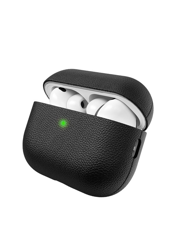 KeyBudz Artisan Lederen Hoesje AirPods Pro 3 – Handgemaakt van Topkwaliteit Italiaans Leer – Robuuste 4-Delige Polycarbonaat Bescherming – Compatibel met Bedrade en Draadloze Oplaadmechanismen - Zwart