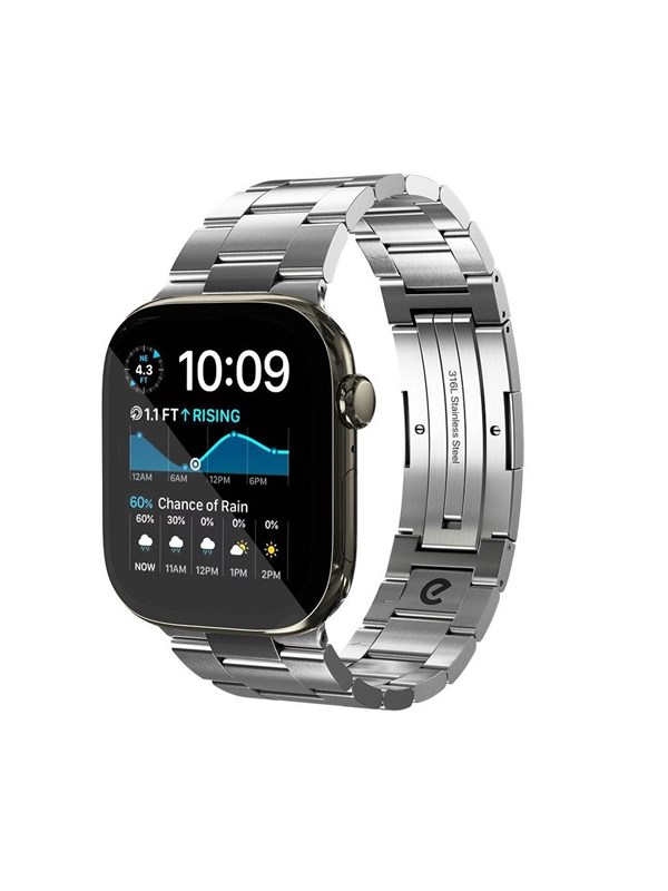 KeyBudz Spectra Horlogeband (44-49mm) – Eén Klik Sluiting – Aanpasbare Pasvorm zonder Gereedschap – 316L Roestvrij Staal voor Duurzaamheid - Grijs