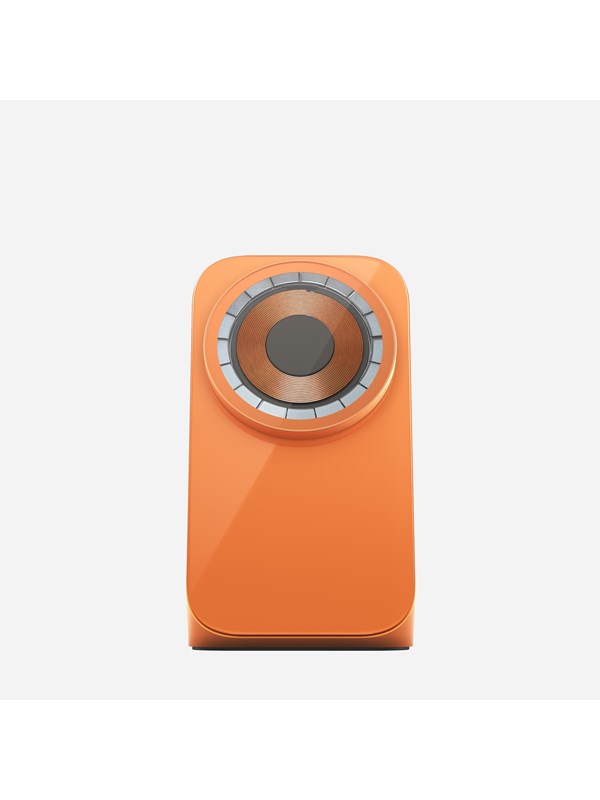 Nomad Stand One MagSafe Qi2.2 Draadloze Oplader – Ondersteunt tot 25W Opladen – Stijlvol Metalen en Glazen Afwerking – Inclusief Oplaadplek voor AirPods - Oranje