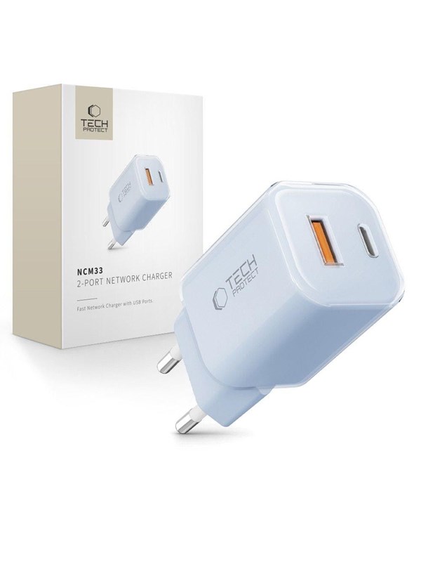 Tech-Protect NCM33W 2-Port Charger PD33W/QC3.0 - Blue