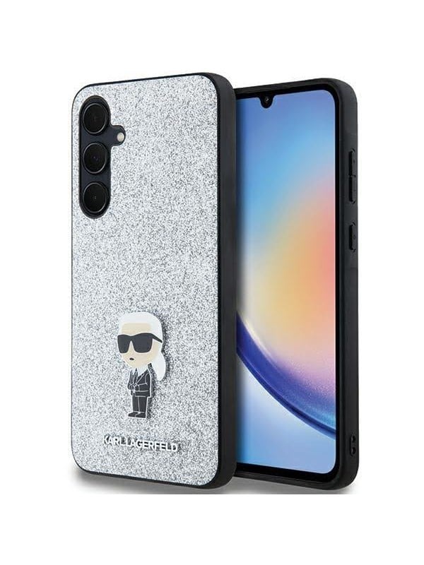 Karl Lagerfeld - Matrasbeschermhoes - Glitter Srebrny - Uniek Ontwerp - Metal Pin Ikonik