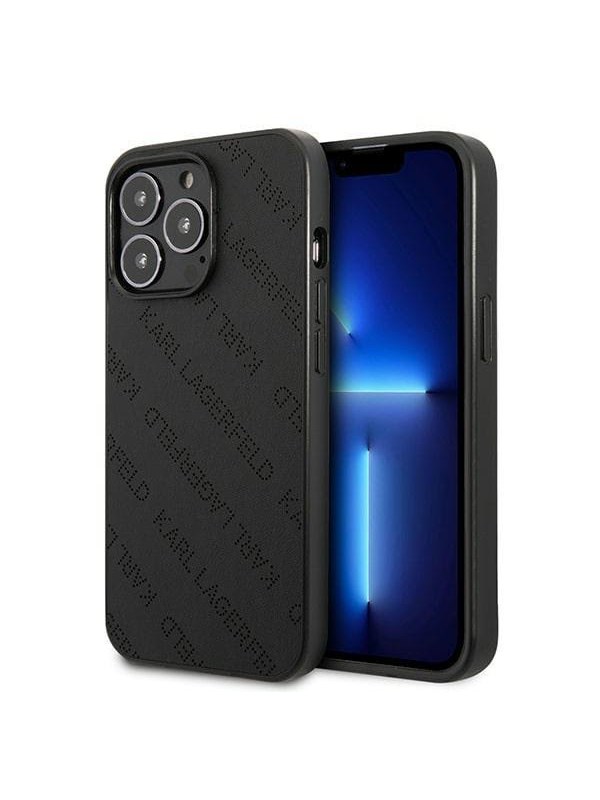 Karl Lagerfeld Perforated Allover Back Case - Geschikt voor Apple iPhone 13 Pro (6.1") - Zwart