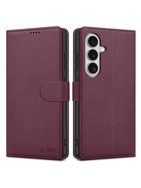 Tech-Protect Wallet Case for Samsung Galaxy S26 - Burgundy