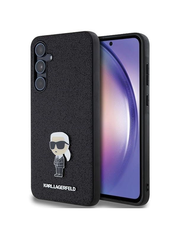 Karl Lagerfeld Fixed Glitter Ikonik Logo Metal Pin case for Samsung Galaxy A55 - black