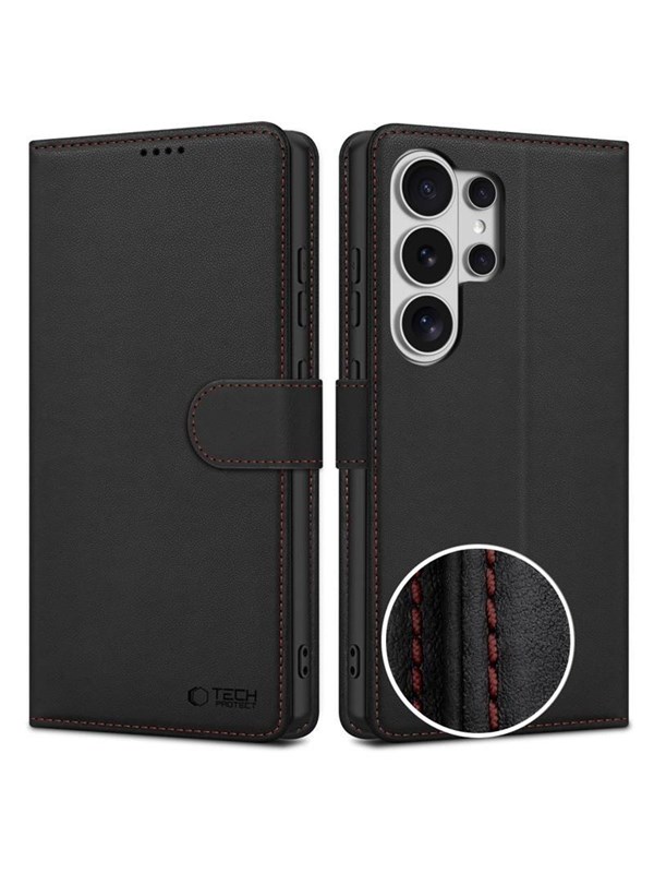 Tech-Protect Wallet Case for Samsung Galaxy S26 Ultra - Black & Red
